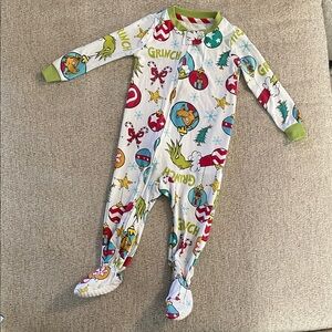 Dr. Seuss Grinch Kids Baby Footie Zipper Pajama - Multicolor Christmas